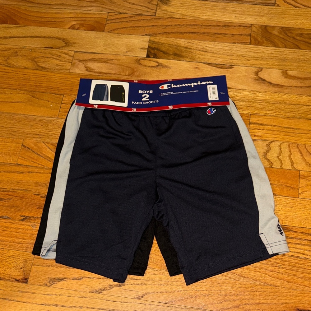 2 pair Champion‎ kids Athletic Shorts in Black and Gray size 7/8. NWT